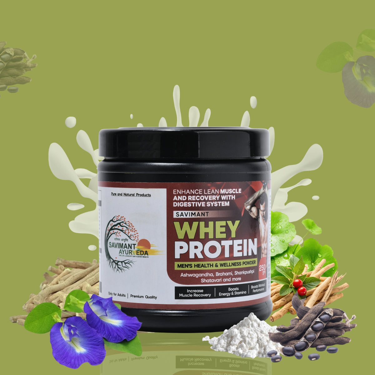 Savimant Men's Health & Wellness Whey Protein – Ayurvedic Protein Powder with Ashwagandha & Herbs