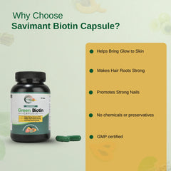 Savimant Green Biotin Capsules – Biotin Supplement for Hair Growth, Strong Nails & Glowing Skin for Men & Women