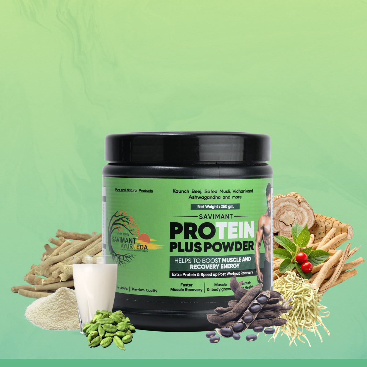 Savimant Protein Plus Powder – Ayurvedic Protein Powder with Ashwagandha, Safed Musli & Herbs